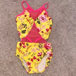 Floral Yellow and Pink Dance Leotard
